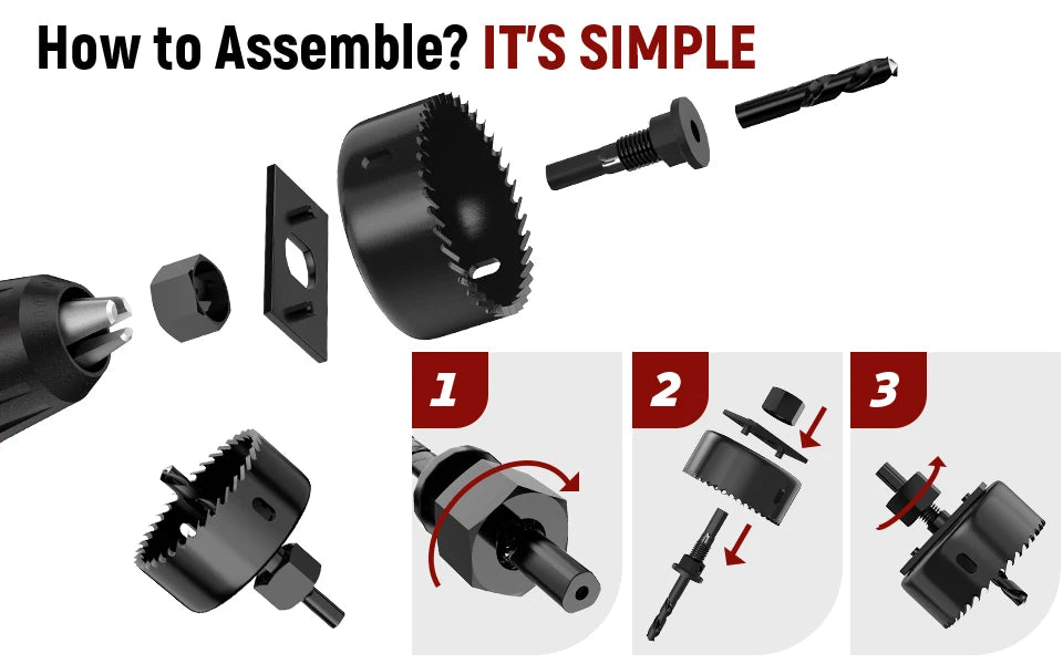 Hole Saw Set 11PCS Hole Saw Kit in Case Drill Bit Kit with Mandrels and Hex Key for Soft Wood Plywood Drywall PVC