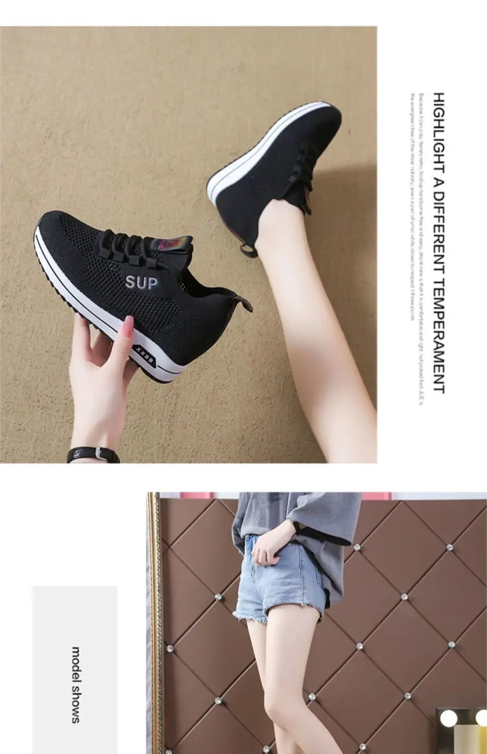2025 Women's Wedges Shoes Platform Shoe Spring Breathable Casual Shoes Woman Fashion Sneakers Height Increasing Vulcanize Shoes
