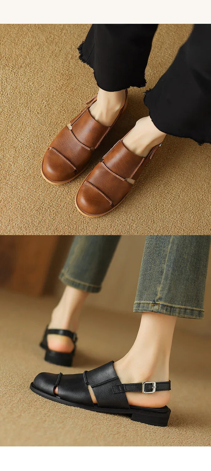 Women Sandals 2026 new Hollow Breathable Comfortable Soft Sole Low Heel Slingback Shoes Summer Fashion Versatile Casual Sandals