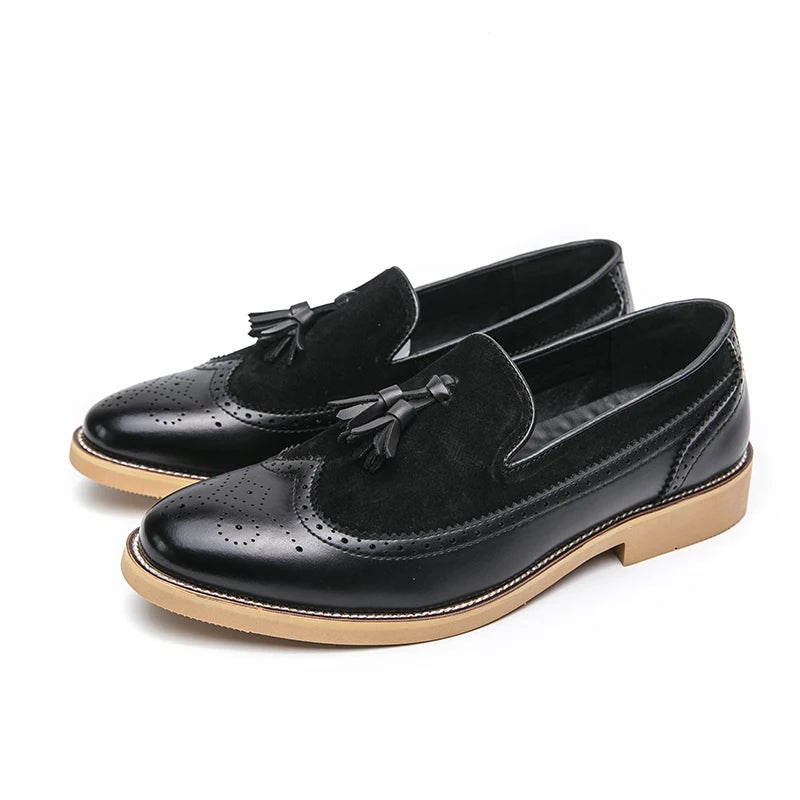 Men Business Dress Casual Fashion Elegant Formal ShoesSlip-on Evening Dress Loafers Party Tassel Leather Shoes Wedding Shoes