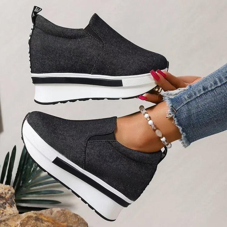 Women Wedges Ankle Boots Platform Thick Bottom Shoes Slip on Zipper Fashion Casual Female Sneakers Shoes Zapatos De Mujer