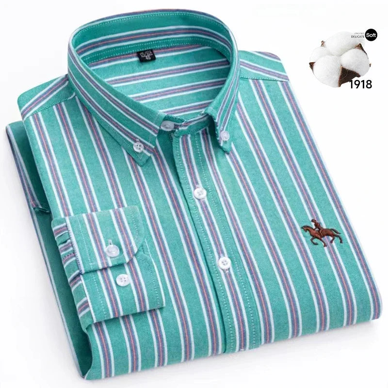New in shirt 100%cotton plus size long-sleeve shirts for men slim fit formal fashion office shirt hight qulity plaid clothes