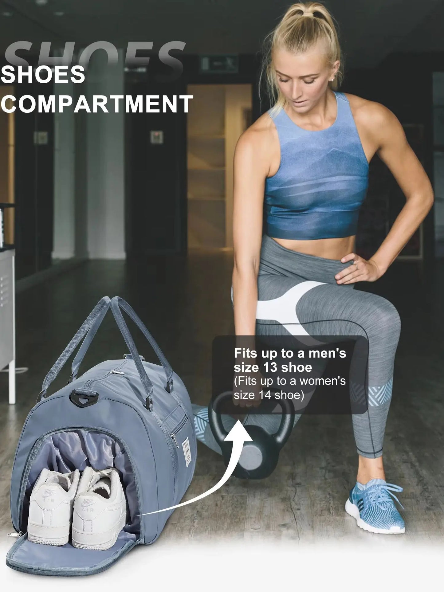 Hand Pockets Lady Weekender Bag Travel Canvas Bag, Weekend Nightlife Bag, Women Men Sports Fitness Bag，Hospital Delivery Bag
