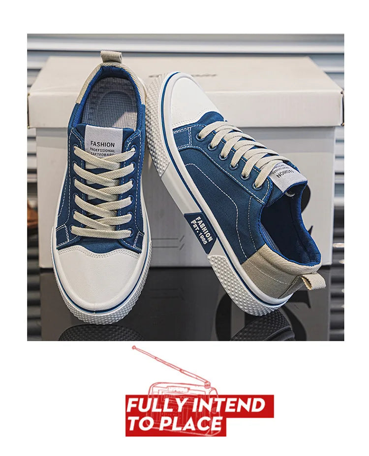 Mens Breathable Canvas Skate Shoes Soft Sole Casual Sneakers Trendy Versatile Lightweight Non-Slip Slip-On Sports Footwear 37-48
