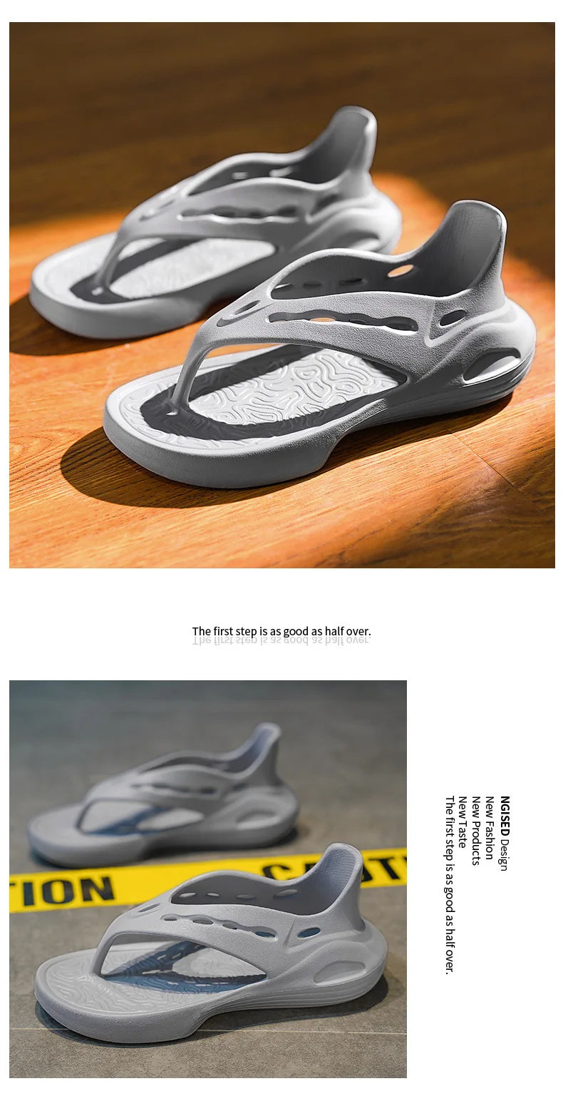 Women's Sport Sandals Summer Flat Flip-Flops Comfortable Casual Slip-On Slippers Lightweight Platform Hollow Design Flip-flops