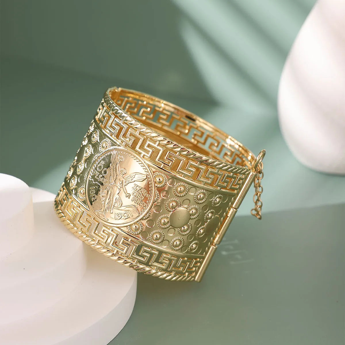 Arabic Bride Bracelet Gold Plated Bangel Coin Big Size Bracelet Algerian Traditional Jewelry Wedding Dress Accessories