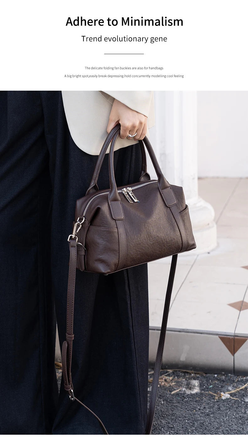 2026 New Women's Fashion Genuine Leather Handbag Female Large Capaci Luxury Designer Boston Totes Bag Shoulder Crossbody Bag