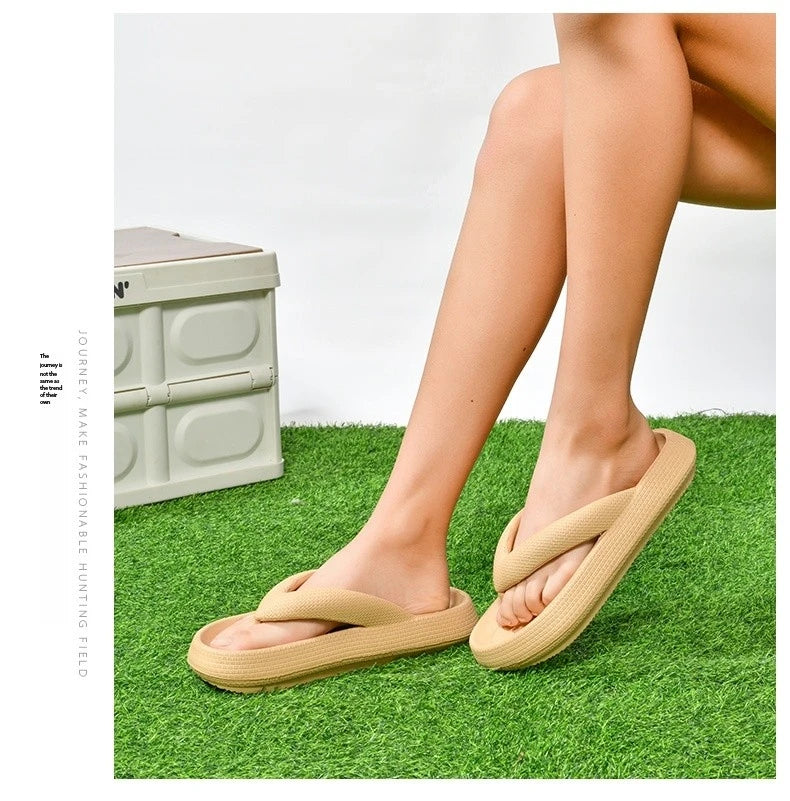 Ladies Lightweight Solid Color Sandals - Casual Indoor/Outdoor Couples Flip Flops, Comfortable Slip-On Beach Footwear