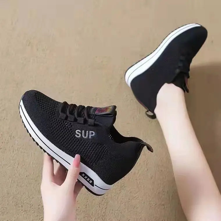 2025 Women's Wedges Shoes Platform Shoe Spring Breathable Casual Shoes Woman Fashion Sneakers Height Increasing Vulcanize Shoes