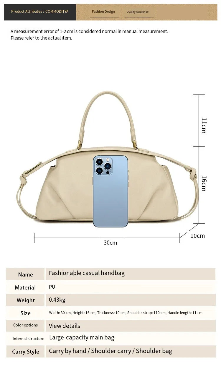 New Women's Bags, Fashionable and Simple Handbags, Niche High-End Shoulder Bags, Versatile Casual Bags for Commuting, Large-Capacity Tote Bags, Soft Leather Crossbody Bags