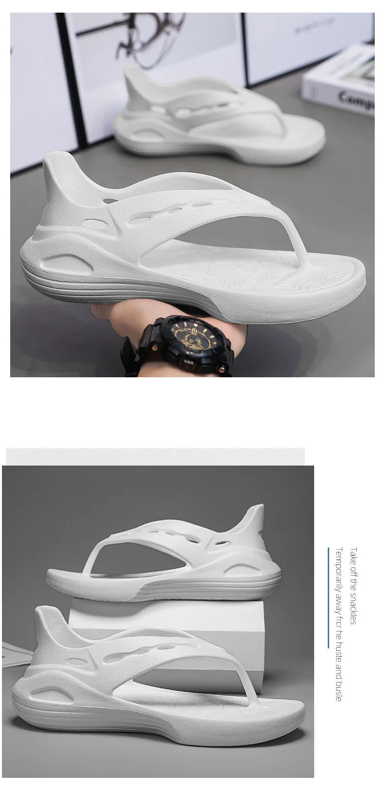 Women's Sport Sandals Summer Flat Flip-Flops Comfortable Casual Slip-On Slippers Lightweight Platform Hollow Design Flip-flops