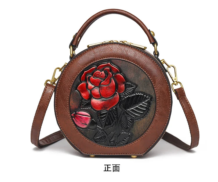 Vintage Handbag Women Shoulder Bag Luxurious Designer Round Bag High-quality Gift Embossed Printed Crossbody Purse for New Women