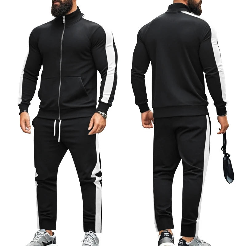 Casual Tracksuits Mens Autumn Fashion Side Striped Jackets And Pants Two Piece Sets For Men Sports Fitness Sweatsuits Streetwear