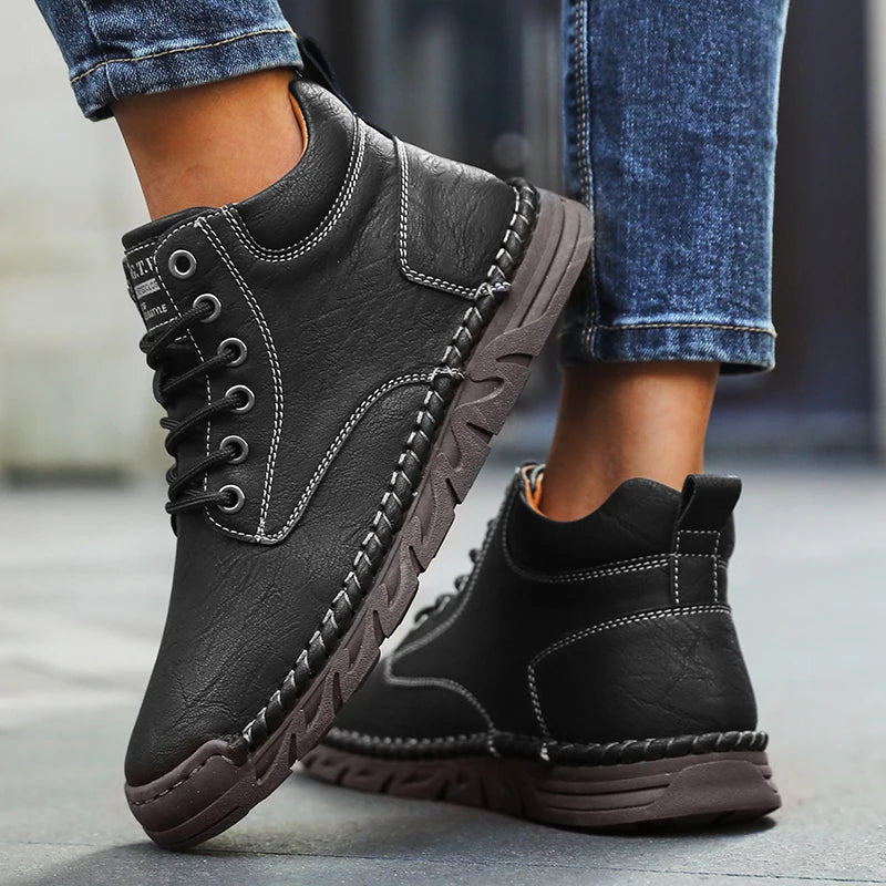 Women's Barefoot Sports Shoes Handmade Men's Boots Ankle Winter Happy Shoes Autumn Outdoor Hiking Boots High Top Shoes Anti Slip