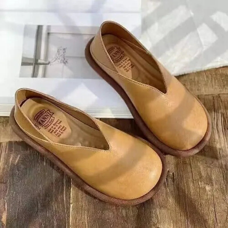 2025New Women's Shoes Fashion Leather Casual Shoe Summer Single Shoes for Women Comfortable Flats Luxury Designer Slip-On Loafes