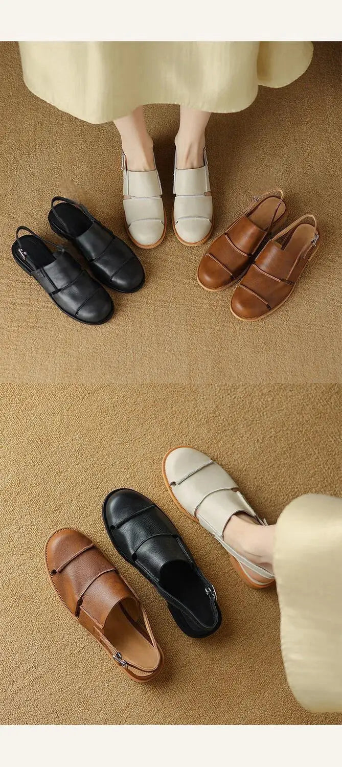 Women Sandals 2026 new Hollow Breathable Comfortable Soft Sole Low Heel Slingback Shoes Summer Fashion Versatile Casual Sandals