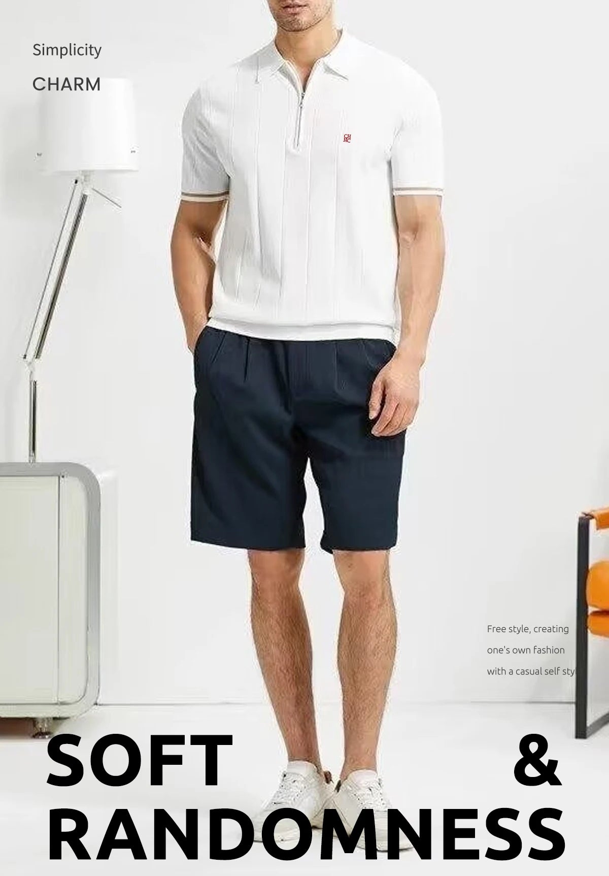 Men's T Shirt Short Sleved Polo Shirt Zipper Collar Embroidery Design Fashion Casual Men Polo Shirts Daily Tops Men T Shirt