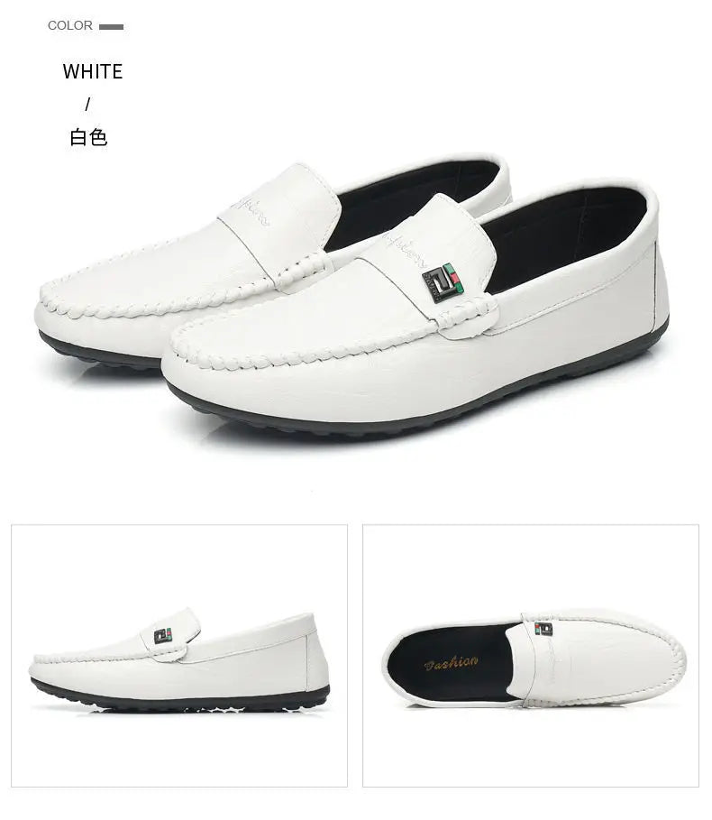 Spring Autumn Men Dress Shoes White Loafers Leather Casual Shoes Slip on Moccasin Shoes  Zapatos Casuales Designer Loafers Men