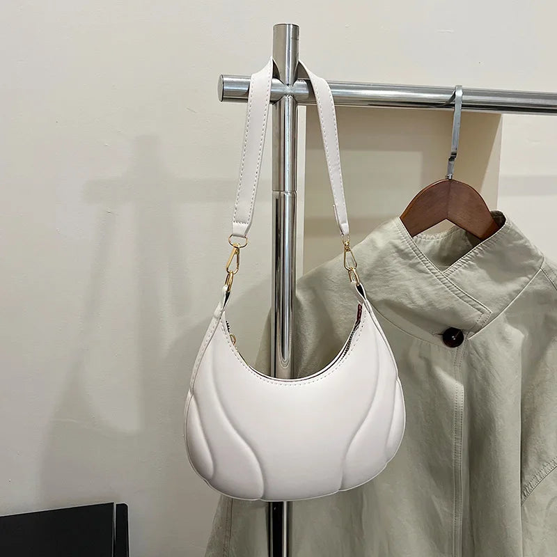 Women's French Handbag Shoulder Bag Textured Crossbody Bag Zipper Closure & Adjustable Strap Versatile for Work, Casual & Travel