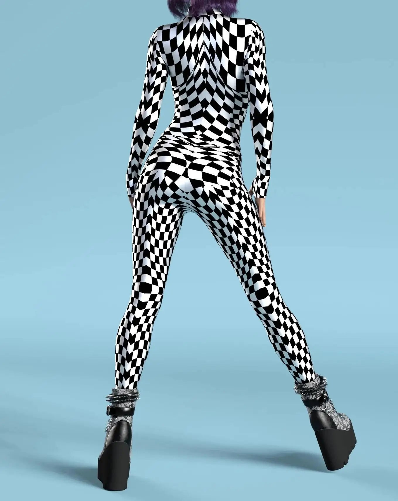 UR1 Women Jumpsuit Dense Color Dots 3D Pattern Adults Halloween Cosplay Costume Party Jumpsuits Carnival Bodysuit Monos Mujer