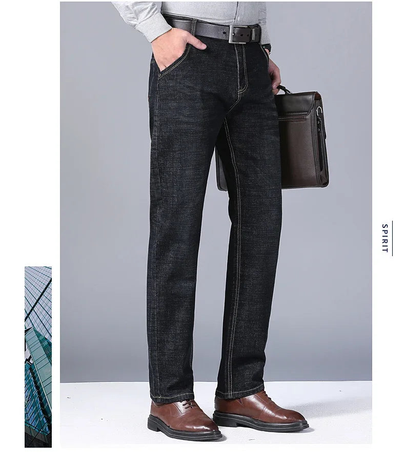 2025 Men's New Men's Fashion Casual Jeans Classic Style Casual Stretch Slim Fit Jeans Men's Denim Pants Black Blue Men's Style