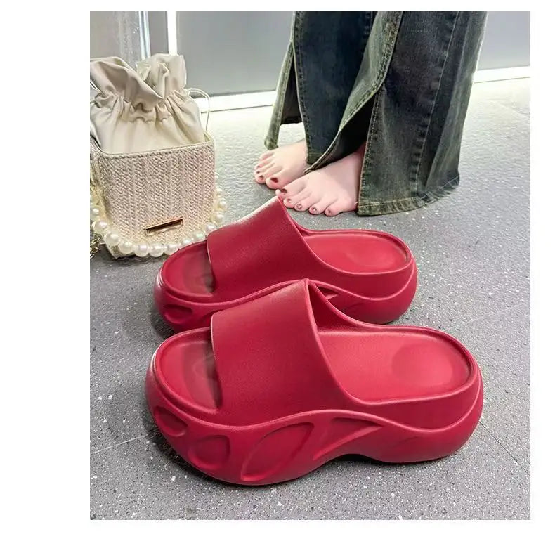 2025 New Women Sandals Women Slippers Black Wedge Platform Open Toe Women Orthopedics Thick Bottom Beach High Heels Slides