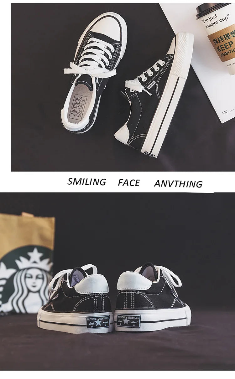 Women's Shoes Canvas Shoes Spring Thick Soled Height Increasing Sneakers Trendy Versatile Board Shoe Student Vulcanized Shoe