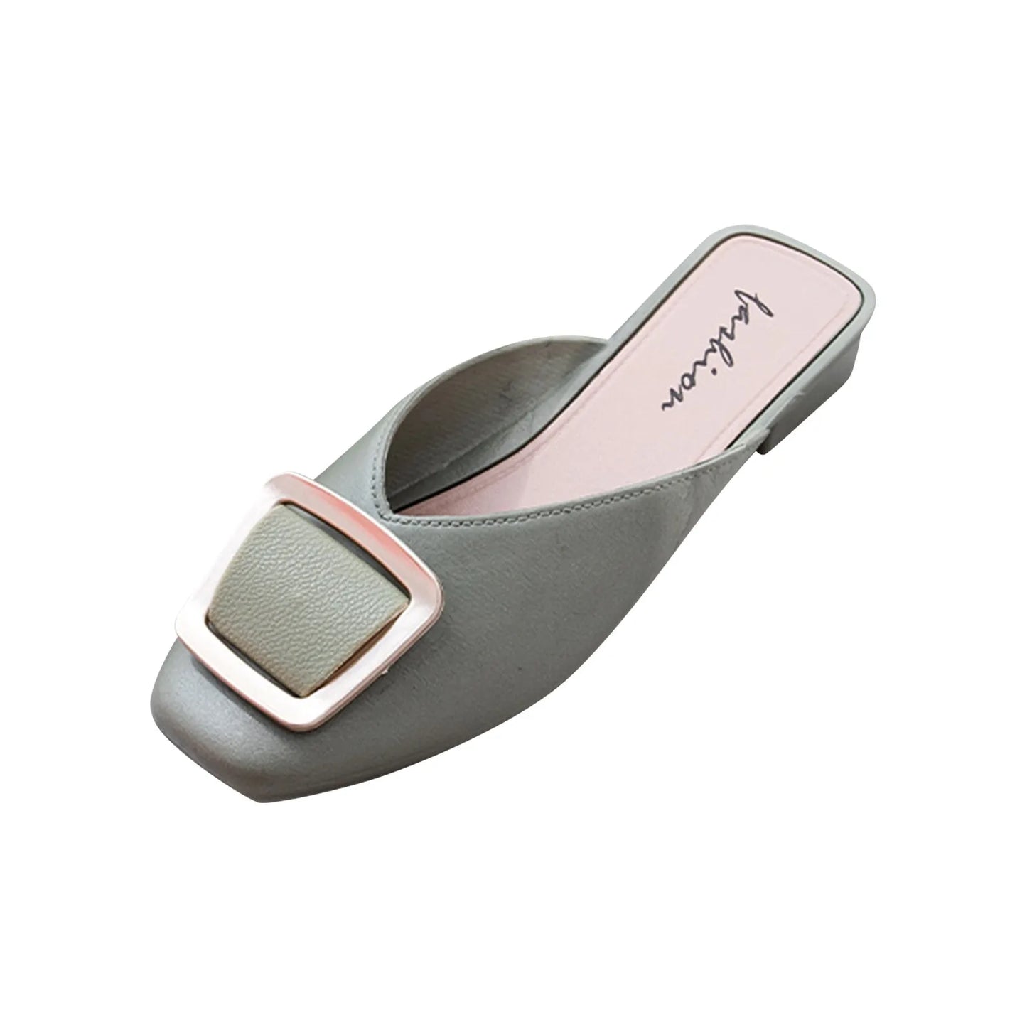 Slippers Women's Summer with New Fashion Square Toe Flats Sandals Shoes Muller Spring Flip Flops Slides Outdoor Work Ladies
