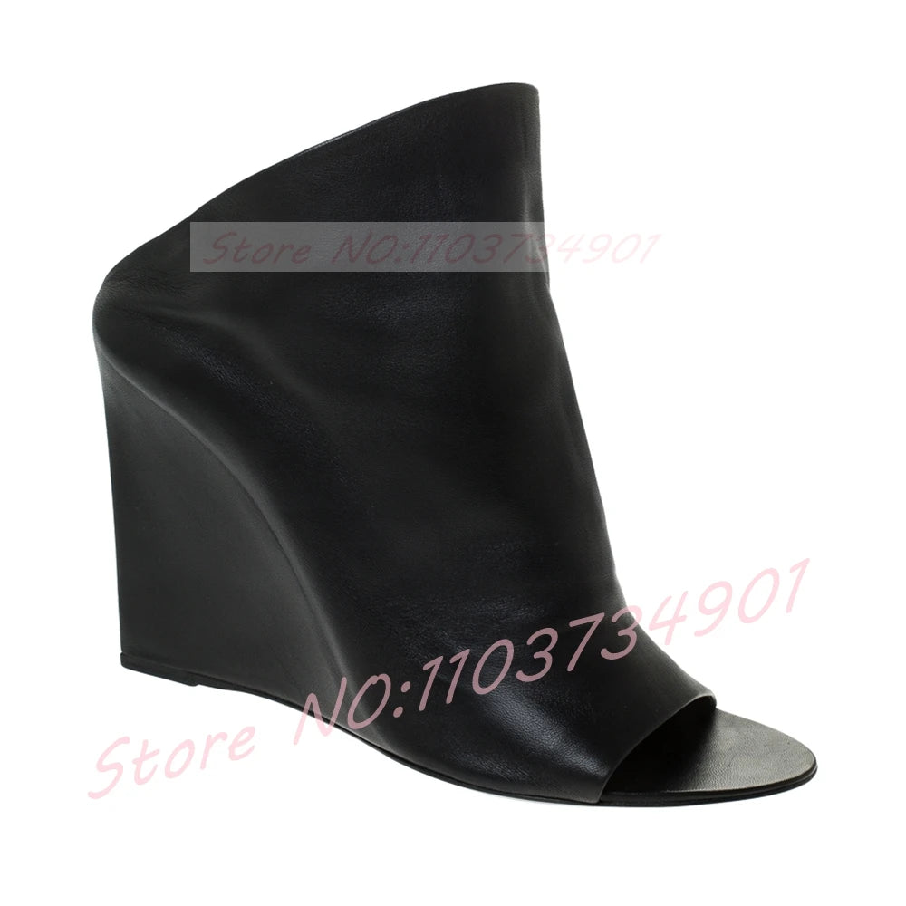 Slingback Rose Red Wedge Sandals Women Fashion Open Round Toe High Heels Sandals Female Sexy Party Nifty Slip-on Footwear