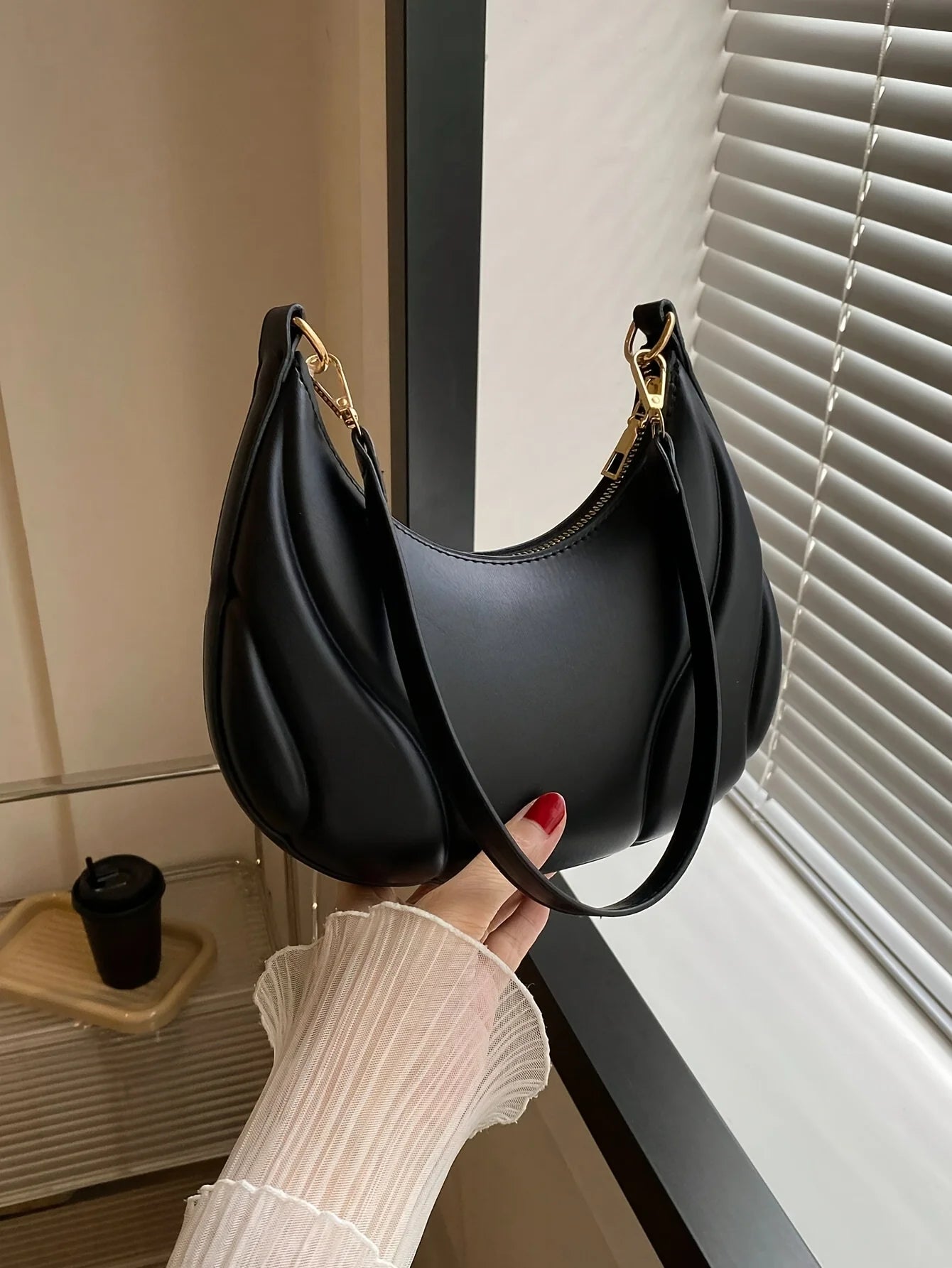 Women's French Handbag Shoulder Bag Textured Crossbody Bag Zipper Closure & Adjustable Strap Versatile for Work, Casual & Travel