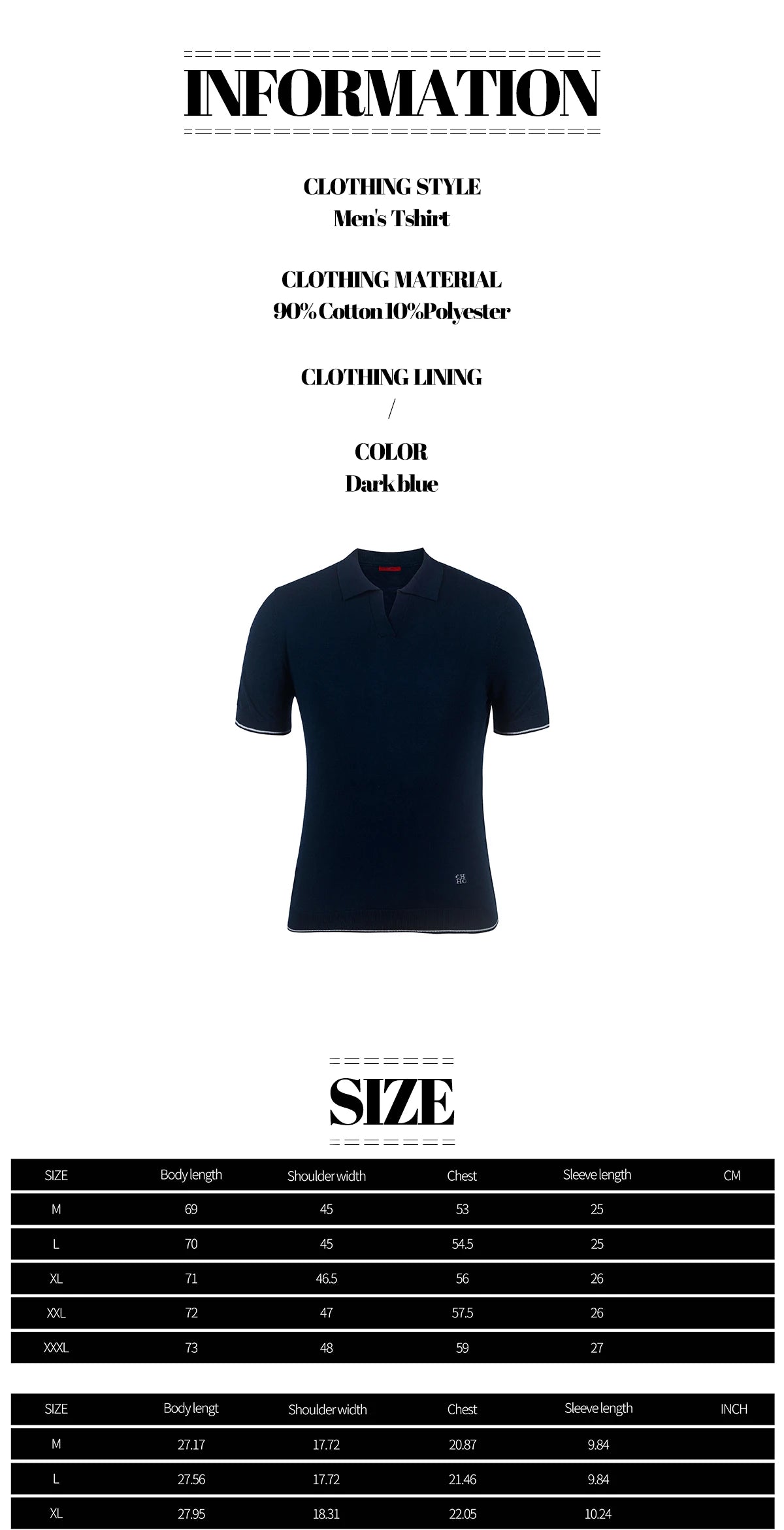 CHCH Stripe Knit Polo Men's Shirts Summer New Slim Solid Color Breathable Turn-Down Collar Business Short Sleeve Polo Tops