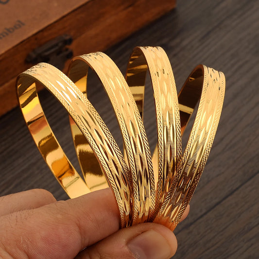Classic Fashion 65MM Golden plating Dubai Wedding Bangles For Women Ethiopian Jewelry Indian Bracelets Birthday Jewelry Gift