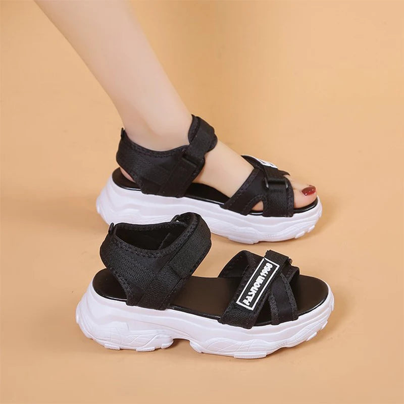 Sports Sandals For Women 2025 Summer New Flat Student Korean Thick-soled Casual Beach Sandals