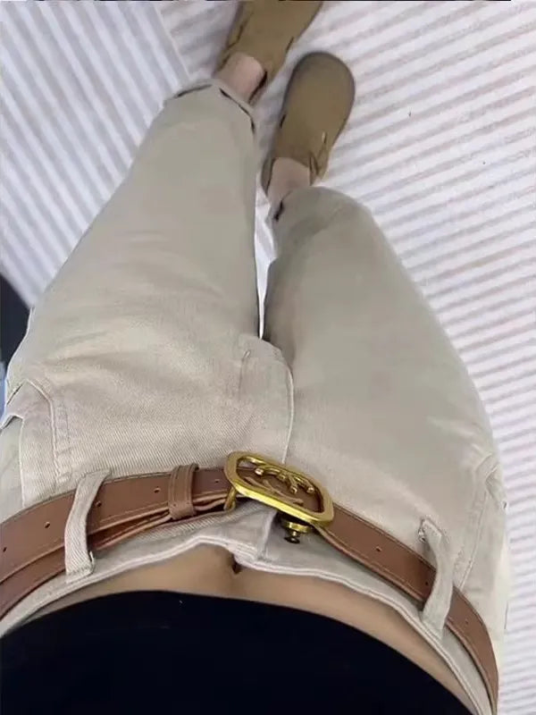 High Waist Thin Denim Jeans Women's plus Size Harem Straight Leg Casual Pants Spring 2025 Style Versatile High Waist Crop Jeans