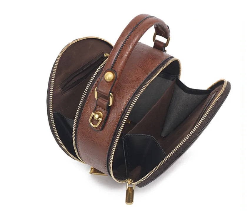 Vintage Handbag Women Shoulder Bag Luxurious Designer Round Bag High-quality Gift Embossed Printed Crossbody Purse for New Women