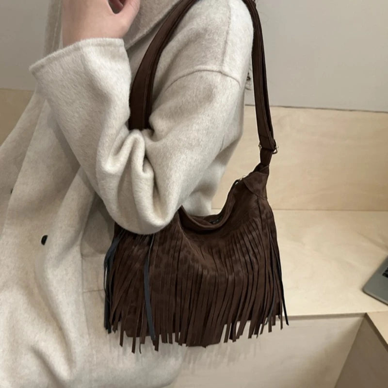 Women's Fashion Handbags Retro Leopard Print Tassel Shoulder Bag Casual Tote Bag Purses and Handbag Ladies Hand Bags