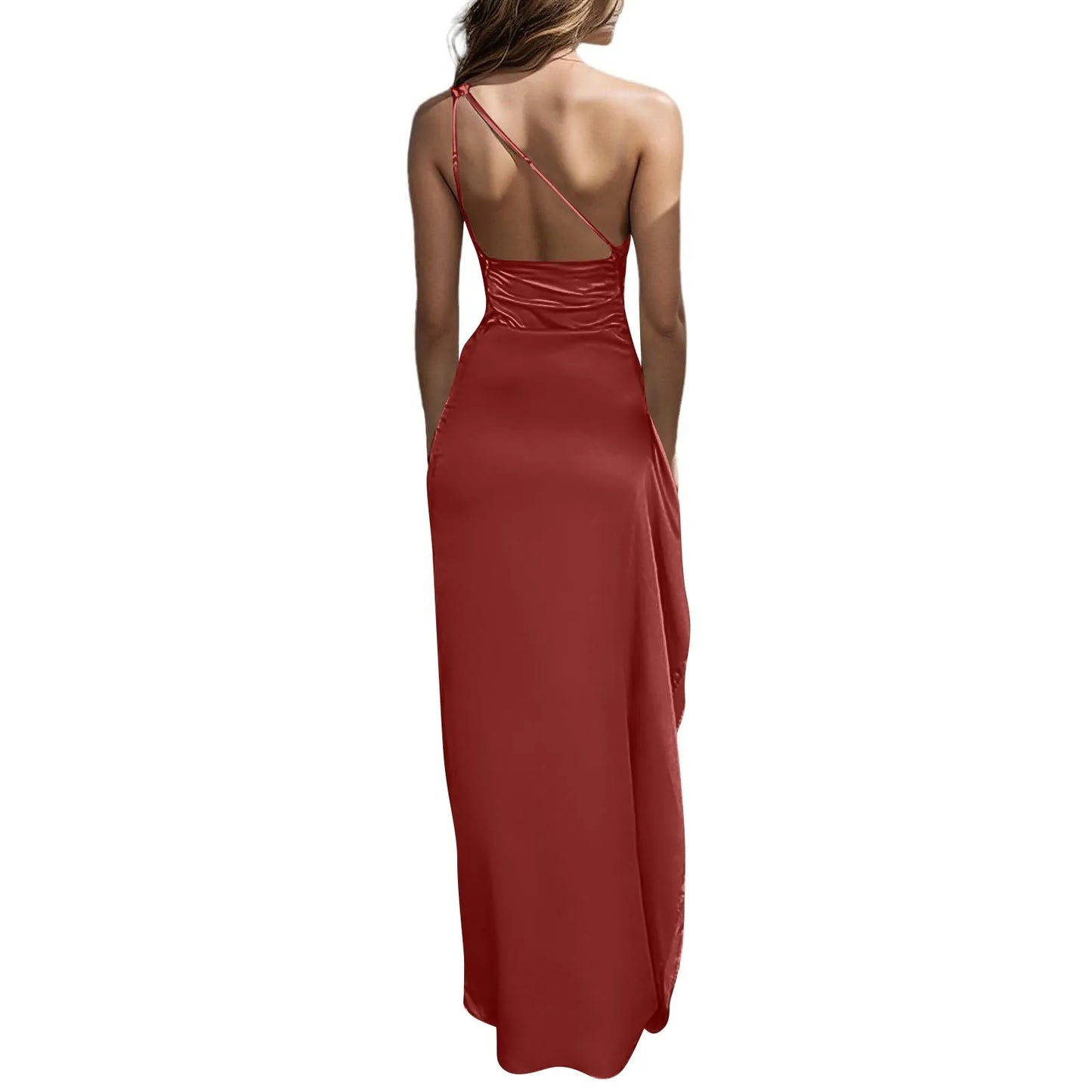 Sexy dresses for women Satin Backless Slim party Long Dress One Shoulder HighSplit Cocktail dress Wedding evening dresses elbise
