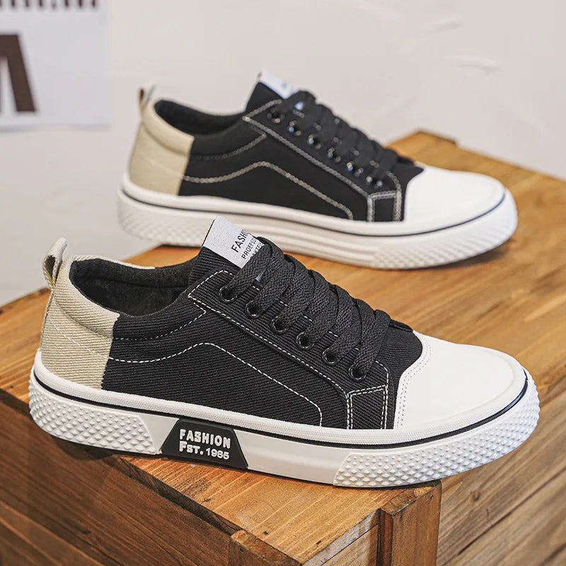 Mens Breathable Canvas Skate Shoes Soft Sole Casual Sneakers Trendy Versatile Lightweight Non-Slip Slip-On Sports Footwear 37-48