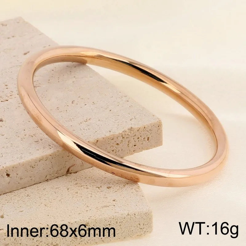 7/PCS Simple Spherical Surface Stainless Steel Bangle For Women Men Wedding Party Bracelet Famale Trendy Jewelry Christmas Gifts