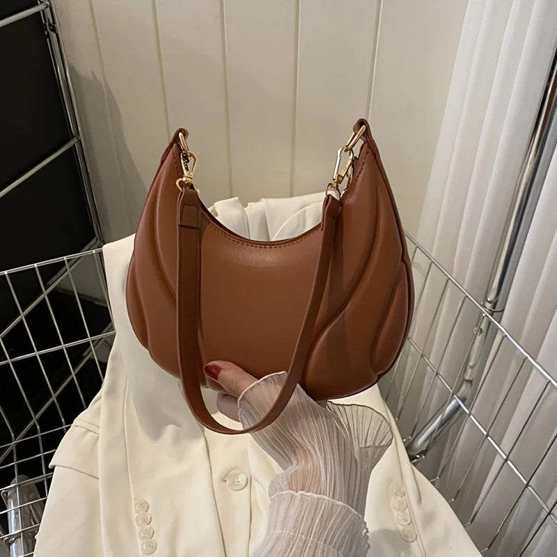 Women's French Handbag Shoulder Bag Textured Crossbody Bag Zipper Closure & Adjustable Strap Versatile for Work, Casual & Travel