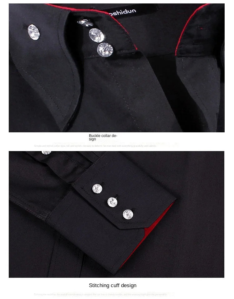 Men's Dress Shirt Button-down Collared Long Sleeve Formal Business Casual Shirt Korean Fashion Slim Fit Designer Shirts White