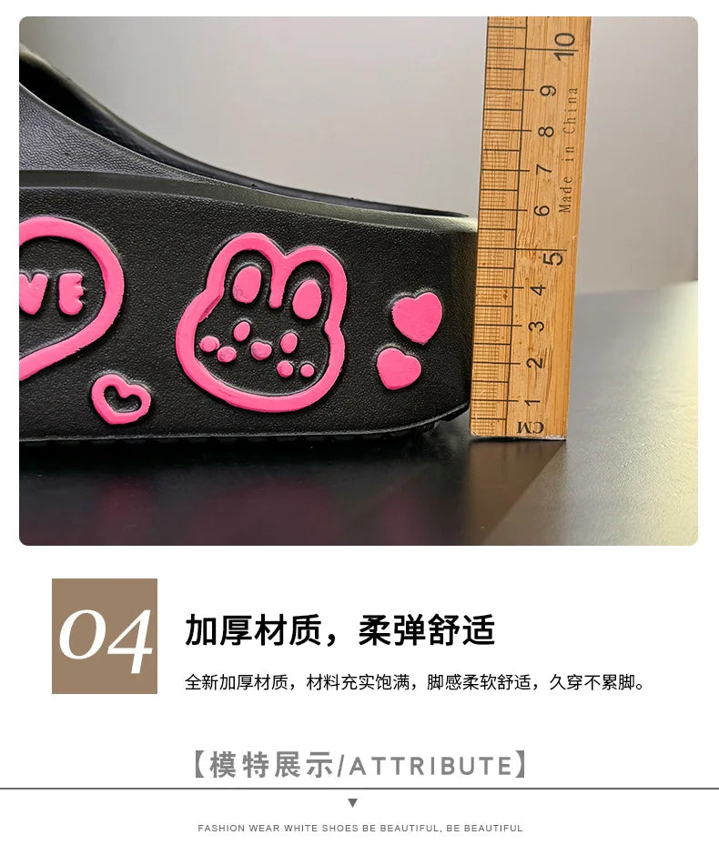 EVA Thick-soled Slippers for Women Outdoor Fashion Print Wedge Platform Slides Woman Sandals 2025 Non-Slip Soft Sole Beach Shoes