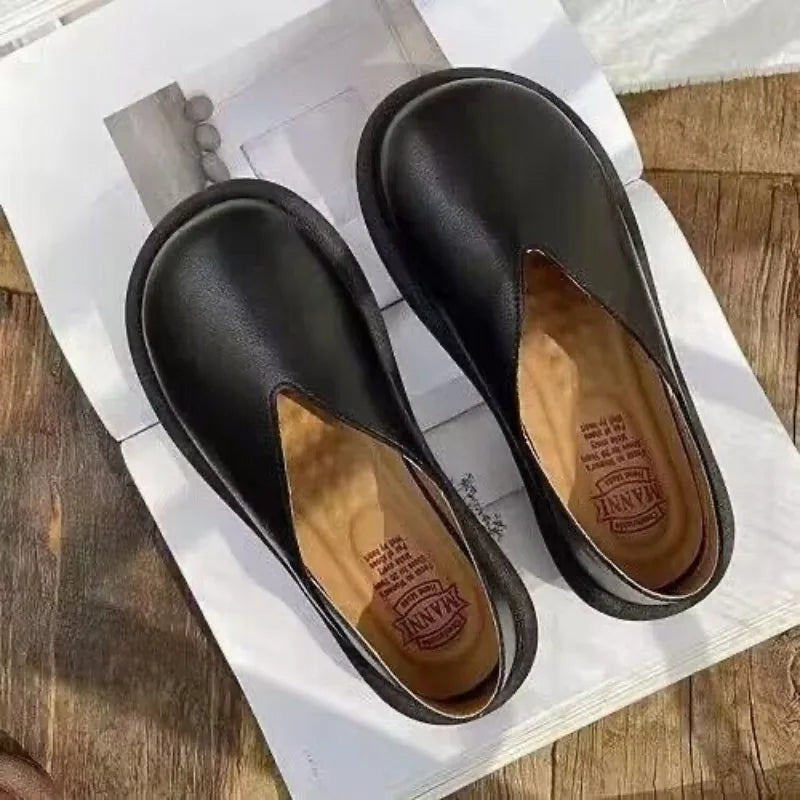 2025New Women's Shoes Fashion Leather Casual Shoe Summer Single Shoes for Women Comfortable Flats Luxury Designer Slip-On Loafes