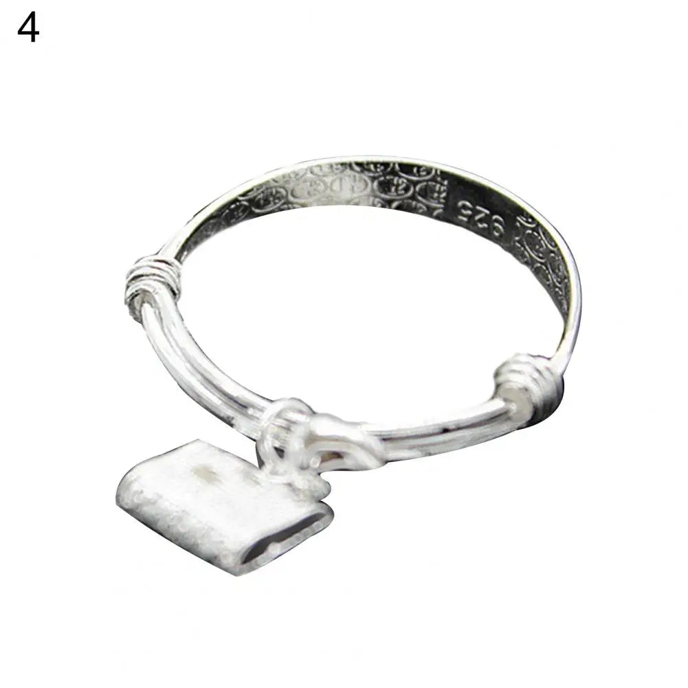 Jewelry Bangle Bracelet Adjustable Embossing Design Bell Pendant Baby for Toddler