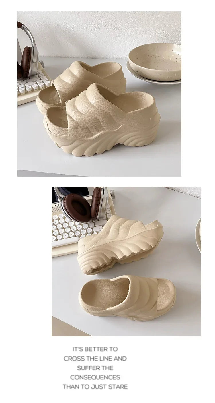 Women 10cm Increased Wedges Slippers 2024 Summer Breathable Casual Platform Slides Shoes for Women Light Slip on Female Sandals