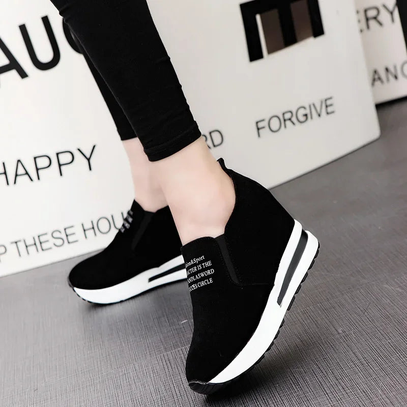 Arrival Women Shoes Wedge Increase Shoes Black Shoes Women Sneakers Leisure Platform  Breathable Zapatos De Mujer