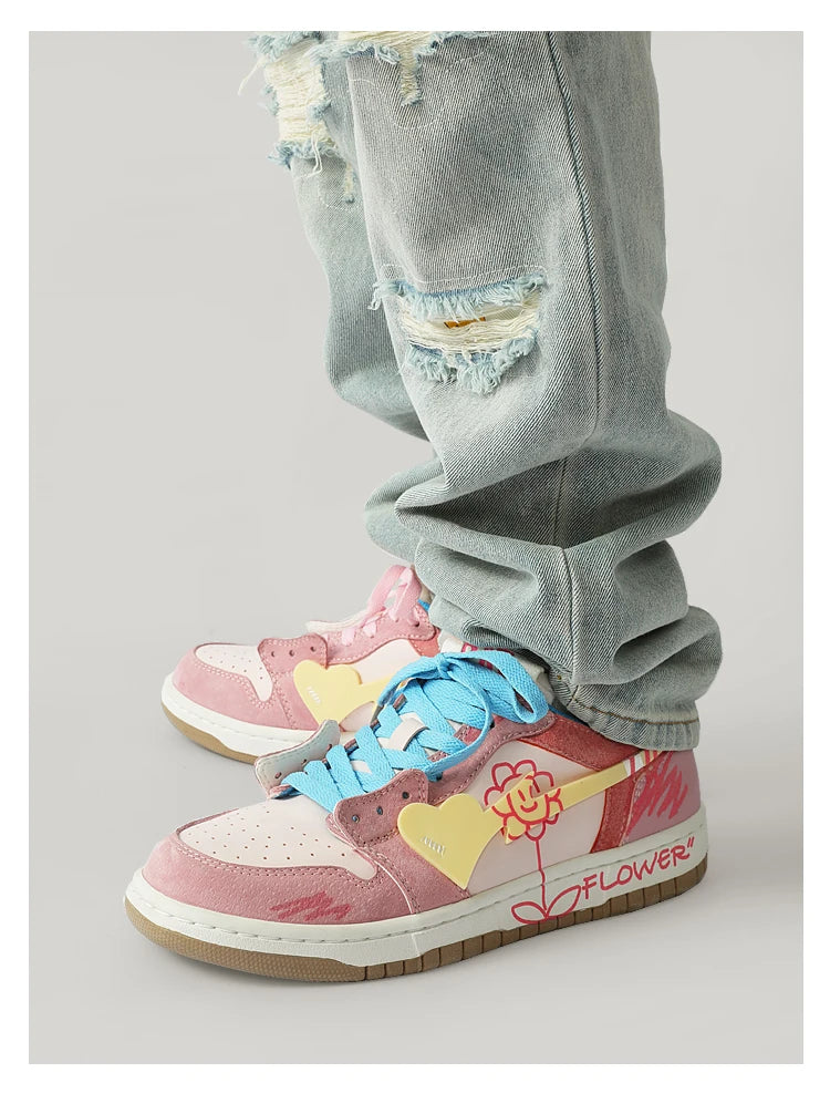 Women Shoes Men Fashion Hip-hop Punk Graffiti Skateboard Shoes Breathable Sneakers Couples Students Outdoor Sports Casual Shoes