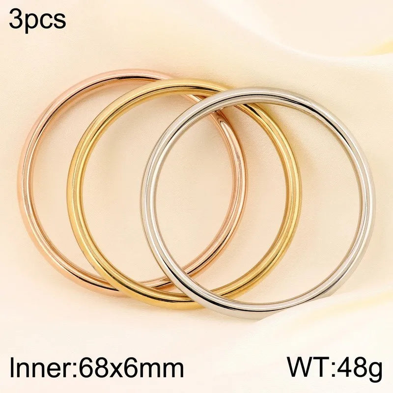 7/PCS Simple Spherical Surface Stainless Steel Bangle For Women Men Wedding Party Bracelet Famale Trendy Jewelry Christmas Gifts