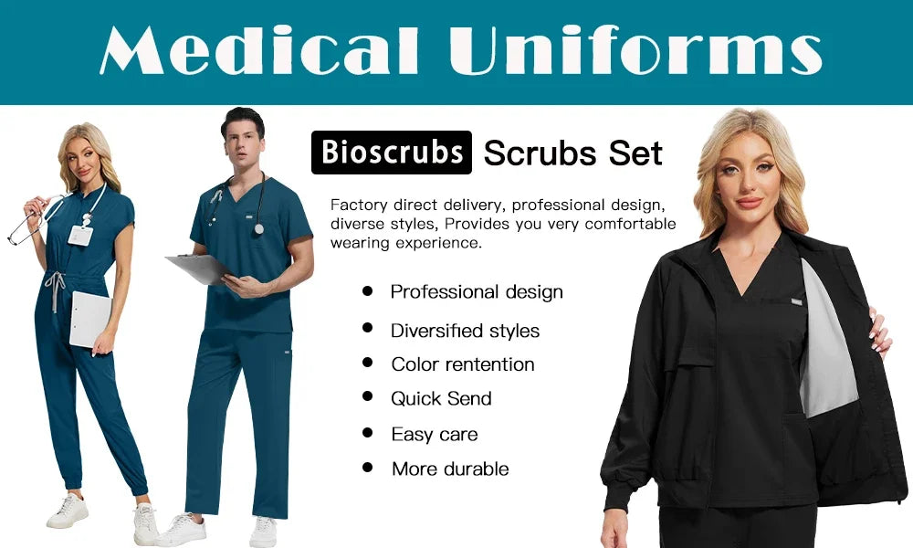 Scrubs Clinical Uniforms Woman Hospital Work Clothes Dental Clinical Workwear Joggers Pants Suit Medical 2 Piece Set Beauty Wear