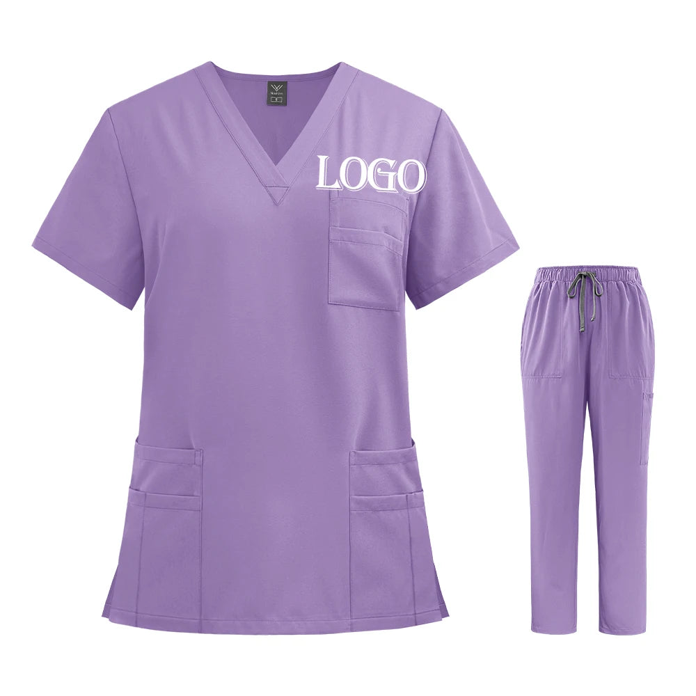 Elastic Scrubs Set Hospital Surgical Scrubs Tops Pants Nurse Nursing Workwear Doctors Clothes Medical Accessories Uniform Unisex